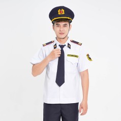 Đồng phục bảo vệ BH06 ngắn tay màu trắng thiết kế bo đai lịch sự