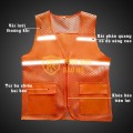 Áo gile phản quang kaki cao cấp phối lưới thoáng mát, bền đẹp TK63, Size XL - Màu xanh neon