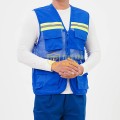 Áo gile phản quang 6 túi chất liệu kaki dày dặn, lưới thoáng khí TK39, Màu xanh tím than