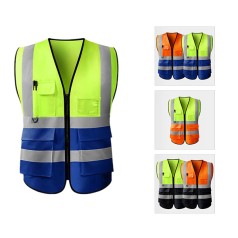 Áo gile phản quang cao cấp, thoáng khí, chống nhăn TK64, Màu xanh nõn chuối phối đen