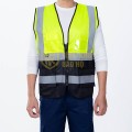 Áo gile phản quang cao cấp, thoáng khí, chống nhăn TK64, Màu xanh nõn chuối phối đen