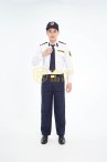 Đồng phục bảo vệ BH07 thiết kế dài tay dáng suông sơ vin, màu trắng lịch sự, Size L - Áo vải kate hàn + quần vải casme