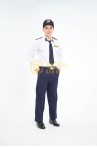 Đồng phục bảo vệ BH07 thiết kế dài tay dáng suông sơ vin, màu trắng lịch sự, Size L - Áo vải kate hàn + quần vải casme