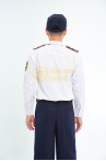 Đồng phục bảo vệ BH07 thiết kế dài tay dáng suông sơ vin, màu trắng lịch sự, Size L - Áo vải kate hàn + quần vải casme