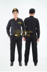 Đồng phục bảo vệ BH09 màu đen cao cấp, Size M - Áo vải casme + quần vải casme