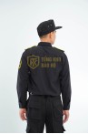 Đồng phục bảo vệ BH09 màu đen cao cấp, Size M - Áo vải casme + quần vải casme