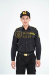 Đồng phục bảo vệ BH09 màu đen cao cấp, Size M - Áo vải casme + quần vải casme