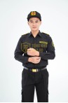 Đồng phục bảo vệ BH09 màu đen cao cấp, Size M - Áo vải casme + quần vải casme