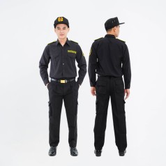 Đồng phục bảo vệ BH09 màu đen cao cấp, Size M - Áo vải casme + quần vải casme