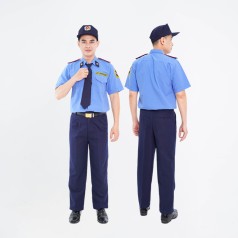 Đồng phục bảo vệ BH04 ngắn tay cao cấp dáng suông sơ vin gọn gàng, Size M - Áo kate sill + quần vải casme
