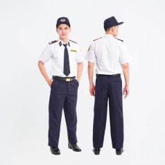 Đồng phục bảo vệ ngắn tay BH08 dáng suông, sơ vin, vải cao cấp, Size L - Áo Kate Sill + Quần casmer