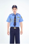 Áo bảo vệ ngắn tay BH04A màu xanh, dáng suông đứng sơ vin, Size M - Vải kate Sill