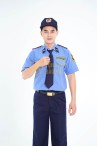 Áo bảo vệ ngắn tay BH04A màu xanh, dáng suông đứng sơ vin, Size M - Vải kate Sill
