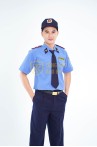 Áo bảo vệ ngắn tay BH04A màu xanh, dáng suông đứng sơ vin, Size M - Vải kate Sill