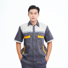Quần áo bảo hộ lao động TK17 ngắn tay thoáng mát dành cho kỹ sư, kỹ thuật, công nhân, Size M - Vải kaki liên doanh