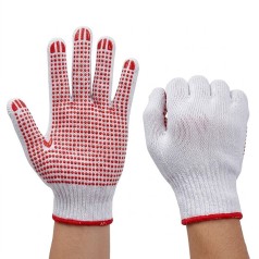 Găng tay len phủ hạt nhựa đỏ chống trượt GT130, Loại 50g