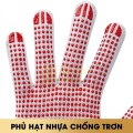 Găng tay len phủ hạt nhựa đỏ chống trượt GT130, Loại 50g