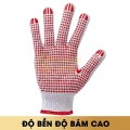 Găng tay len phủ hạt nhựa đỏ chống trượt GT130, Loại 50g