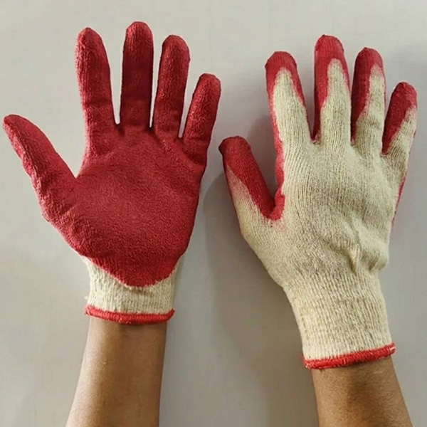 Găng tay bảo hộ sợi len phủ sơn đỏ chống trơn trượt GT134