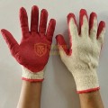 Găng tay bảo hộ sợi len phủ sơn đỏ chống trơn trượt GT134