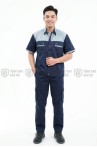 Quần áo bảo hộ lao động TK25 ngắn tay thời trang, thoáng mát cao cấp, Size M - Vải kaki liên doanh