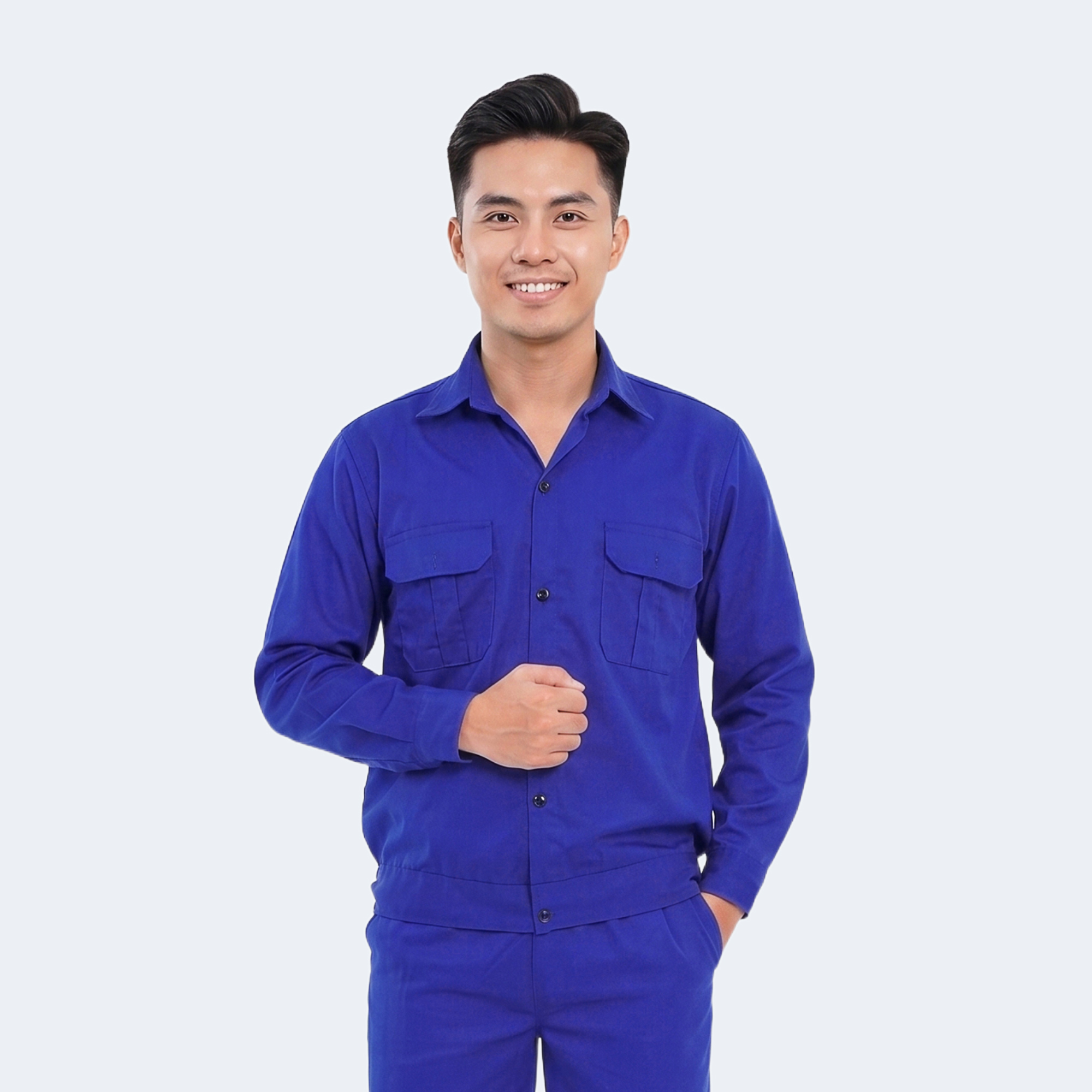 Đồng phục công nhân TK42 cao cấp, quần áo công nhân màu xanh dương
