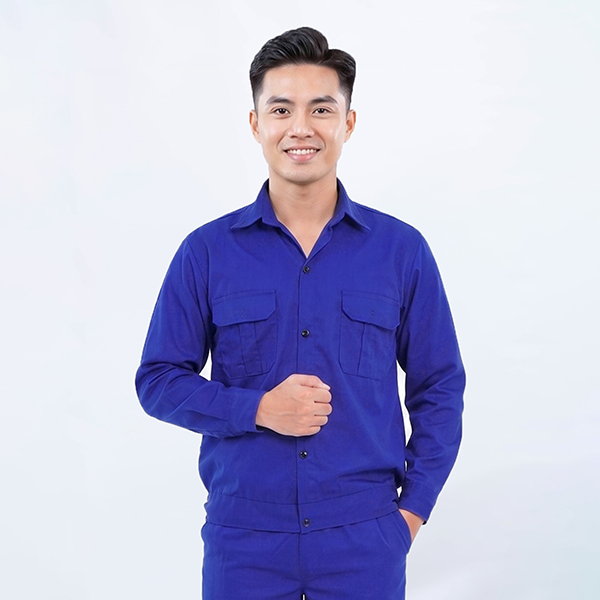 Đồng phục công nhân TK42 cao cấp, quần áo công nhân màu xanh dương