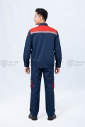 Quần áo bảo hộ lao động TK58 cho công nhân, kỹ sư màu xanh than phối đỏ, Size M - Vải kaki liên doanh