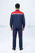 Quần áo bảo hộ lao động TK58 cho công nhân, kỹ sư màu xanh than phối đỏ, Size M - Vải kaki liên doanh