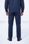 Quần áo bảo hộ lao động TK58 cho công nhân, kỹ sư màu xanh than phối đỏ, Size M - Vải kaki liên doanh