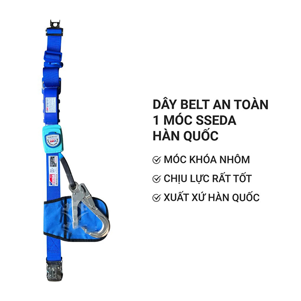 Dây đai an toàn bán thân 1 móc nhôm tự rút kèm giảm sốc SSEDA C124