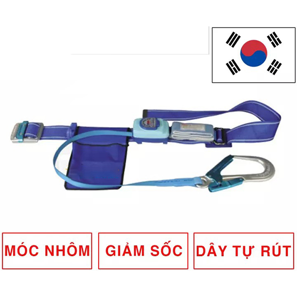 Dây đai an toàn bán thân 1 móc nhôm tự rút kèm giảm sốc SSEDA C124